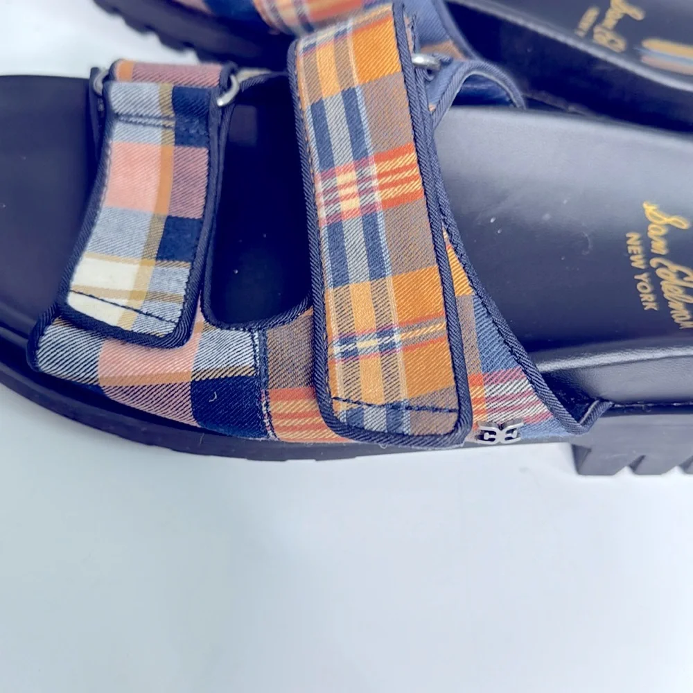 Sam Edelman Multicolor Slide Sandals Lug Soles Slip On Velcro Closure Size 7.5 - Picture 5 of 8